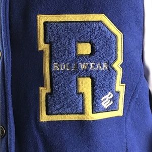 Rocawear Varsity Letterman Jacket Blue Two Tone Size XL Women’s